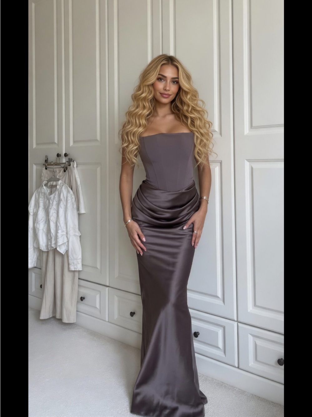HOUSE OF CB'Persephone'Smoke Strapless Corset Maxi Dress/ XSmall $329